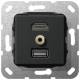 Gira 568110 568 110 HDMI, USB 3.0 A, M jack, cable Whip insert Matt black
