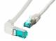 Patchkabel RJ45, CAT6A 500Mhz, 0,25m, grau, S-STP(S/FTP), LSZH, einseitig 90Grad gewinkelt