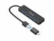 Equip USB hub 4-port 3.0 ->4x3.0 +USBC Ada. without net, black