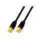 Patchkabel RJ45, CAT6A 500Mhz, 3m, schwarz, S-STP(S/FTP), PUR(Industrie), AWG26, mit CAT7 Rohkabel,