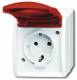 Busch Jaeger 2CKA002083A0839 BJ 20EW/DVN-54 socket with red hinged cover ocean IP44 alpine white
