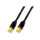 Patchkabel RJ45, CAT6A 500Mhz, 0,5m, schwarz, S-STP(S/FTP), PUR(Industrie), AWG26, mit CAT7 Rohkabel,