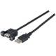 Kabel USB, A(St) => A(Bu), 1,0m, USB2.0, Verlängerung, mit Einbaubuchse,