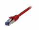 Patch cable RJ45, CAT6A 500Mhz, 0.5m, red, S-STP(S/FTP), component tested (GHMT certified), AWG26, Synergy 21