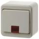 Berker 301640 Kontroll-Wippschalter mit roter Linse AP weiß