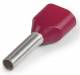 RED twin wire end sleeve insulated 2x1.00qmm 10mm long red Cu. galvanized