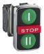 Schneider Electric XB4BA731327 Schneider Dreifachdrucktast. 1S1Ö1S Bez.I gn STOP rot vors. Bez.II gn