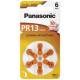 Panasonic 48831 Hearing Aid Button Cell PR48 (PR13) - zinc-air battery, 1.4V