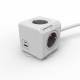 Allocacoc Powercube, Extended USB A+C, 4xsockets (CEE7)->plugs (CEE7), 1.5m, white/gray